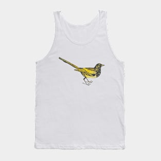 Cute Yellow Vintage Bird Illustration with Yellow watercolour Background Tank Top